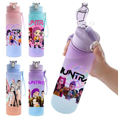 750 ml Waterfles Cartoon K-Pop Demonenjagers Bedrukt Grote Capaciteit Drinkbeker Draagbaar Buitensport Waterbeker Kinderen Kind Cadeau