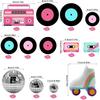 20 PCS Roller Skate Cake Topper Disco Ball Cake Toppers Retro Hip Hop Theme Party Cake Decoration for Boys or Girls 80s 90s Skat