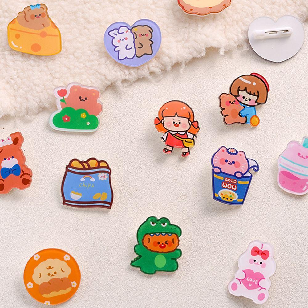 Kawaii Japanese Acrylic Student Cartoon Brooch Korean Style Brooch Fashion Jewelry Bag Ornament