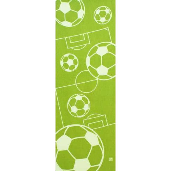 Someno Anbo Tenugui Love!Soccer! Pitch - Hand-dyed, 100% Cotton, Tokuoka Fabric, Made In Japan, 35cm X 100cm (Ball, Soccer, Pitch, Geometric Shapes,