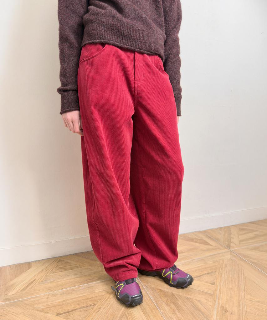 Daiaegeuneol Adjustable Cord Trousers (Red)
