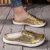 Pink Sequins Women's Flats Shoes Fashion Casual Glitter Sneakers Woman Half Slippers Summer Luxury Comfort Walking Loafers Shoes