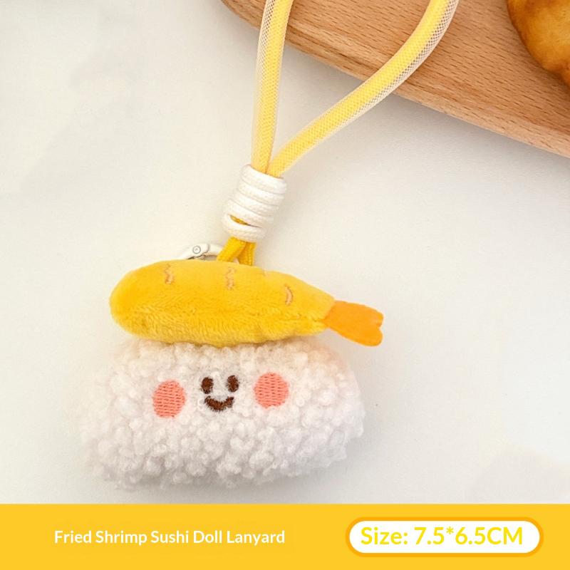 Cute Creative Plush Fried Shrimp Sushi Pendant Keychain Cartoon Coin Purse  Backpack Decoration Pendant Accessories Gifts