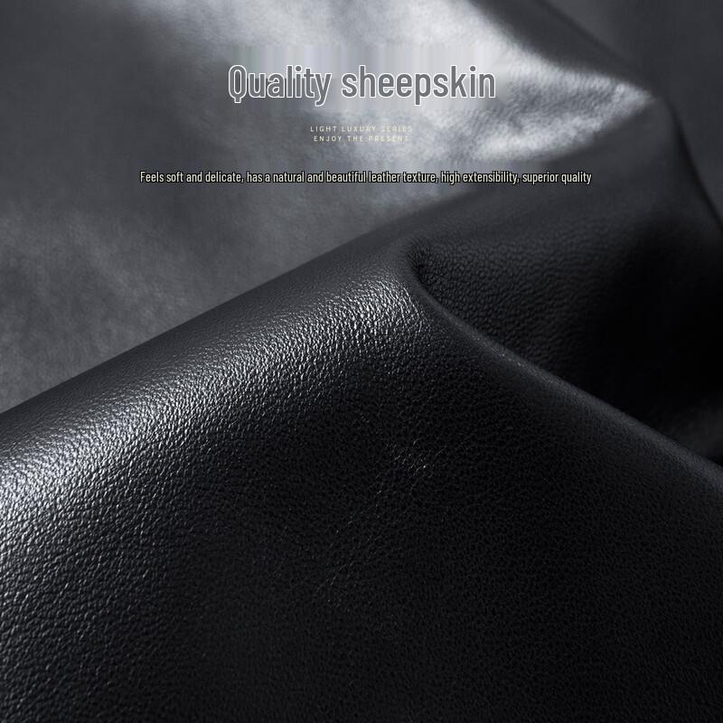 Futing Men's Winter Stand-Collar Sheepskin Goose Down Leather Jacket