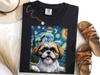 Shih Tzu UFO Selfie Shirt, Funny Dog Tee, Van Gogh Starry Night Shirt, Alien Shih Tzu TShirt