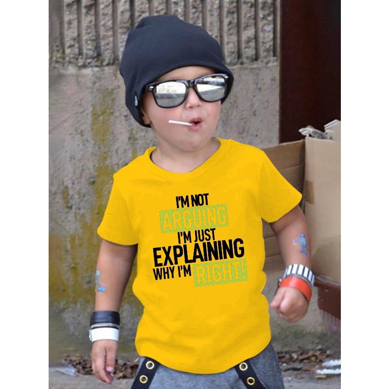 European Size Boys Round Neck Short Sleeved T Shirt with Unique English Print I'm Not Arguing