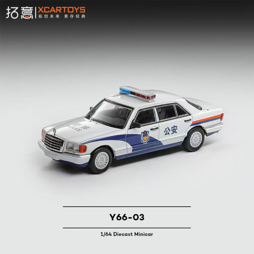 Tuoyi 1/64 alloy simulation police sedan collectible ornament Mercedes Benz 560SEL police car model Alloy Car Collection Ornamen