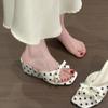 French Polka Dot Bow Slippers for Women's Outward Wear 2026 Summer New Square Toe Niche Wedge Half Slippers