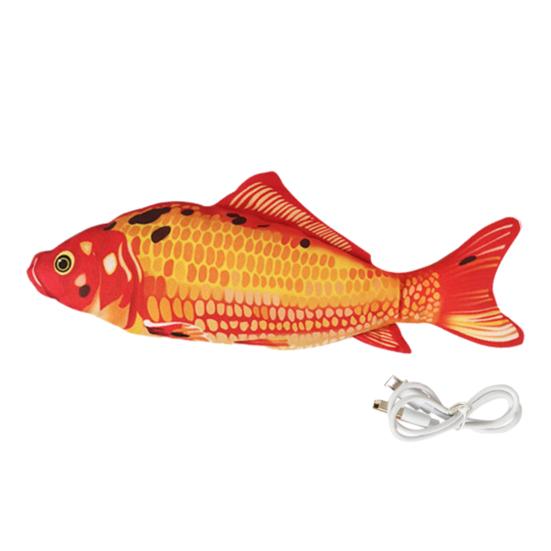 

Flopping Fish Cat Toy Rechargeable Soft Stuffed Fish Interactive Chew Toy Realistic Fish Cat USB-Charging