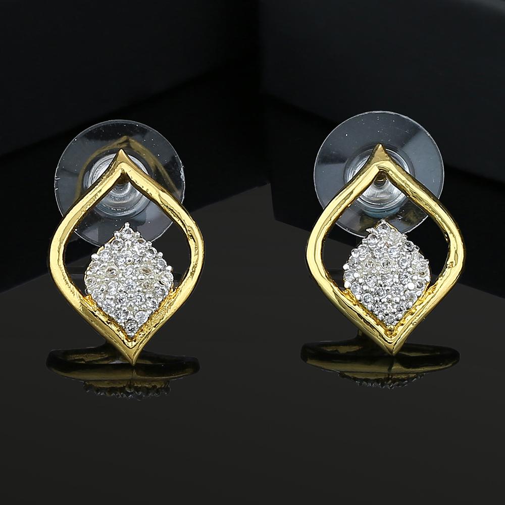 

Дизайнерские серьги-гвоздики Estele с позолотой и родиевым покрытием CZ Leaf для женщин и девочек