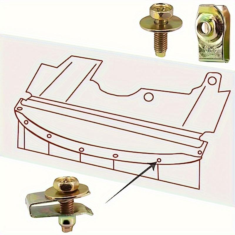 40pcs Heavy-Duty Steel U-Nut Clip Fasteners for Car Hood Protection - Secure Bolt Mounts with Screw Installation 20 Screws&20 Nuts