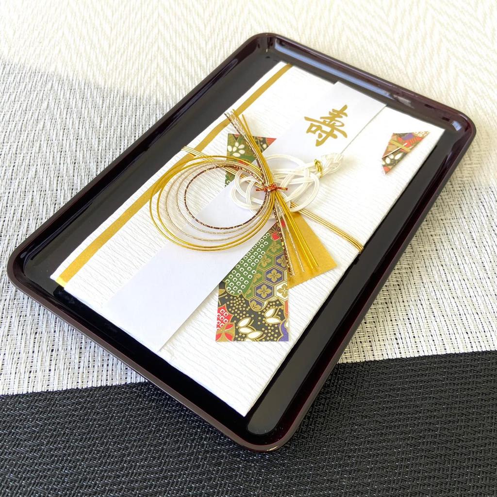 Yamaya Lacquerware 7.0 PC Stamp Tray, Tamuke, Meigetsu (Made with Genuine Shell, In a Pasted Box), Kishu Lacquerware