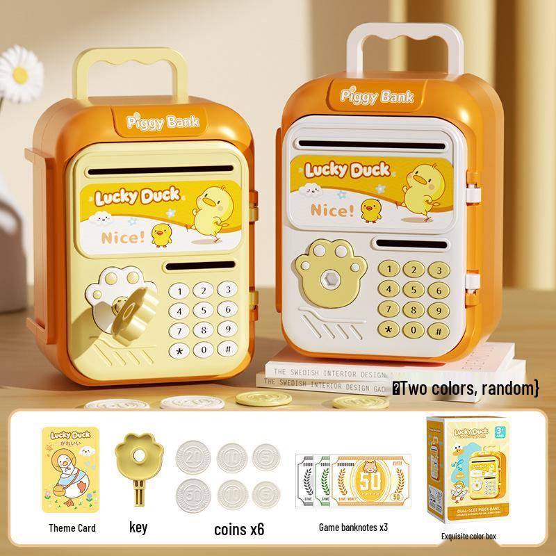 Smart Piggy Bank: Automatic Money Rolling, Fingerprint Lock, Sound & Light Features for Kids