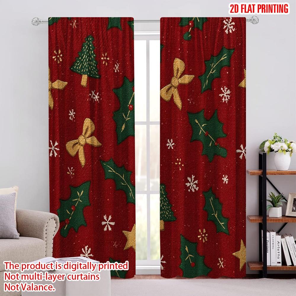 

2pcs,2D plane printing Creative Curtains Adorable Santa Hat & Scarf Versatile Fabric (without rod) All Seasons Ldeal for Living 52.50 × 116.00 cm 2 pcs