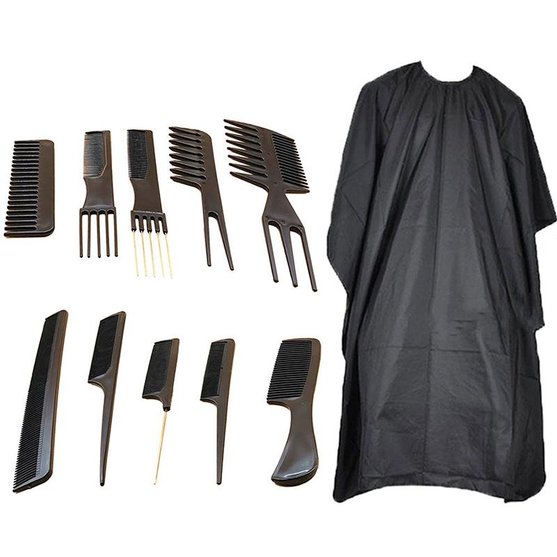 Men S Hairdressing Tool Styling Set: Beard Shaving Comb Hairdressing Cap Hair Dyeing Shawl Set B