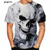 Fashion Men's T-Shirt 3D Skull Print Short Sleeve T-Shirt Oversized Street Round Neck Tops Summer Men's Outdoor Casual Clothing