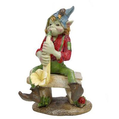 [R7081] - Figurine 'Pixie Musician' Saxophone Flower - 13 Cm