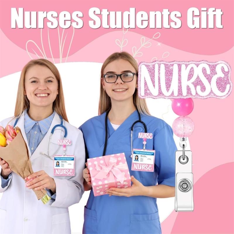 Einziehbarer Namenskartenhalter Krankenschwester Ausweishalter Glitzernder Krankenschwester Ausweis Karten ID Ausweishalter für Büro Krankenhaus