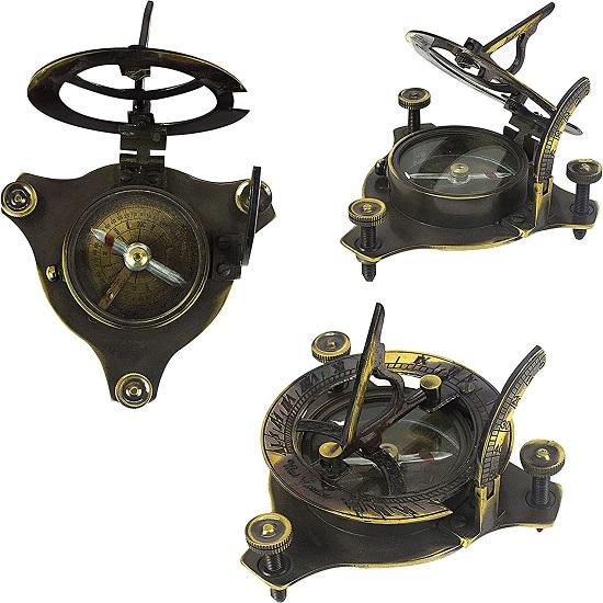 Vintage mosiężny zabytkowy morski zegar słoneczny kompas w pełni funkcjonalny, ręcznie robiony prezent