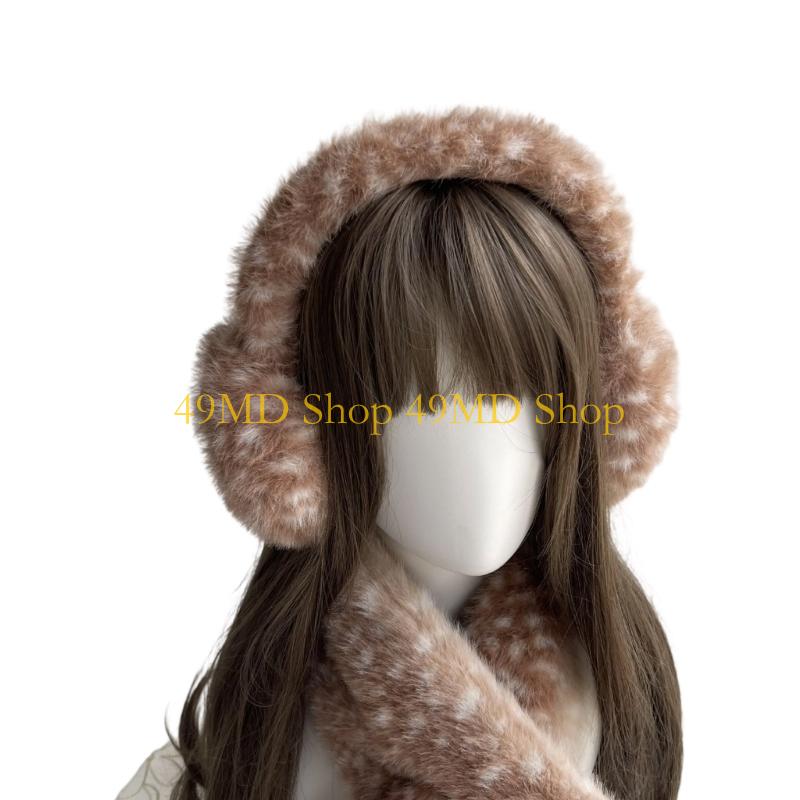 49MD Festival Plush Headband Scarf Earmuffs Leg Covers For Cold Weather Christmas