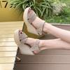 One-word Buckle with Hemp Rope Comfortable Summer New Wedge Heel Sandals Cross Fish Mouth Water Table High Heel Women's Shoes