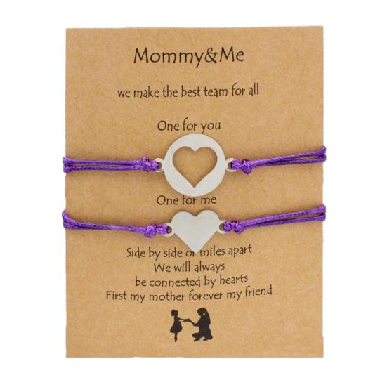 1 pár náramků matka-dcera, nastavitelná tkaná šňůrka, ležérní geometrická dekorace pro všechny příležitosti, zpět na