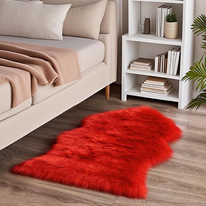 Plush Imitation Wool Carpet & Chair Cushion - Thick Decorative Floor Mat & Bedside Rug for Living Room