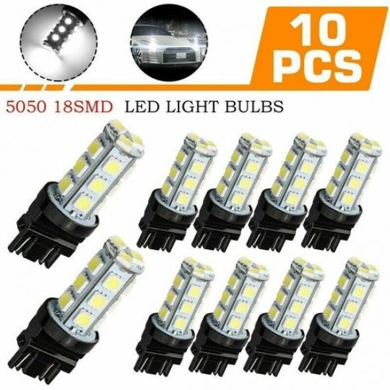 10PCS 3157 3156 18-SMD Reverse Brake Stop Turn Signal Tail LED Light Bulbs White
