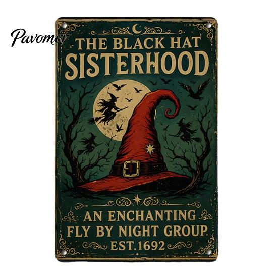 Retro Halloween Decor Wall Sign, Pumpkin Ghost Bathroom Metal Party Ornaments Art Witch Cat Festival Sign for Bar Home Room Vintage Signs