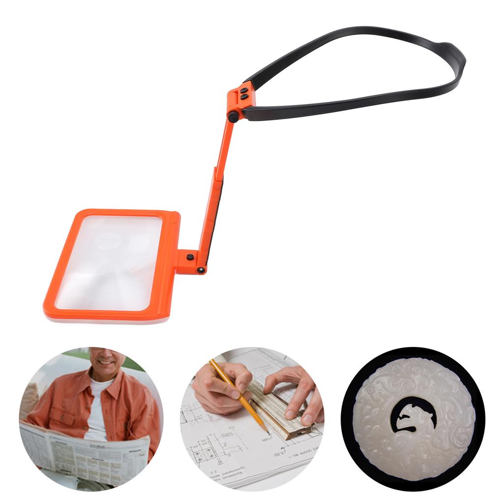 Neck Hanging Magnifying Glass Detachable 5X Magnification Hands Librate Magnifying Glass with 48 LED Chips for Senior