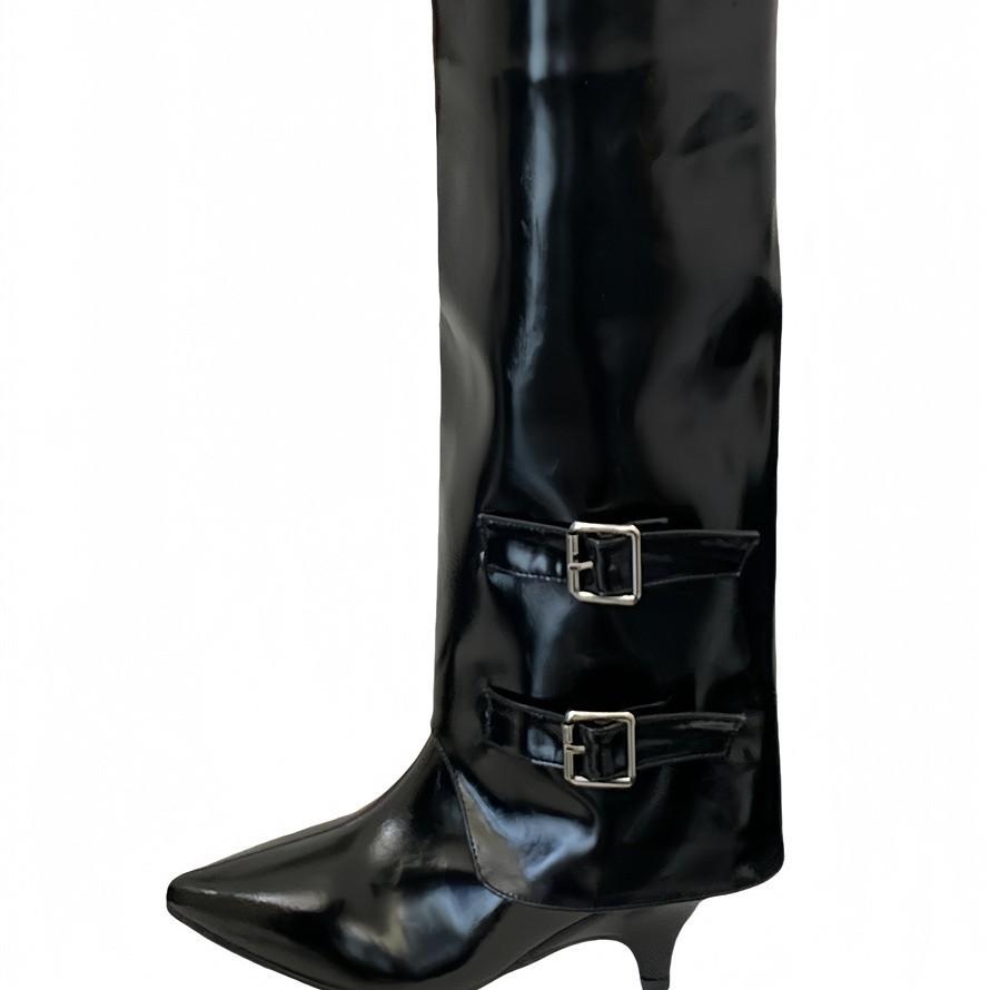 Slim Heel Pointed Brown Maillard Medium Knight Boots Women's Shoes 2025 Spring Autumn Winter Pant Boots Long Boots