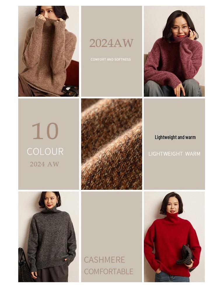 Cozy Cashmere Turtleneck Sweater: Soft, Thick Knit for Autumn & Winter
