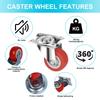 Car Heavy Duty Swivel Castor Silent Trolley 360 Degrees Swivel 1.5 Inch Red Wheels for Car Tool Platform Trolley Accessorie Tool