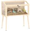 Cușcă pentru hamster, Adăpost pentru hamster pitic, Colibă pentru animale mici cu accesorii, Sticlă de apă, 110 x 52 x 101 cm, Lemn, Plastic