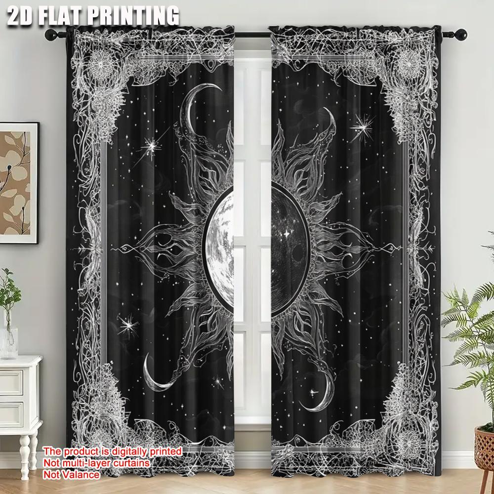 2pcs, Contemporary Curtains  plane printing Bohemian Exotic Machine Washable Fabric (without rod) Versatile All Perfect for