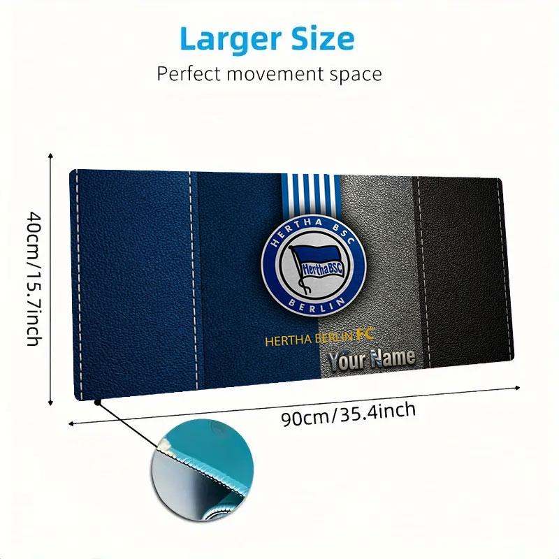 Hertha BSC Benutzerdefinierter Name Große Größe Mauspads Große Gaming Tischunterlage Rutschfest Laptop Tablet Großes Mauspads XXL Matte Mini-PC Spielmatte Mit Verriegeltem Rand