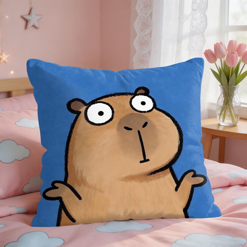 Kids Cartoon Cute Animal Cushion Cover Silky Short Plush Invisible Zipper Dustproof Sofa Pillow Case For Home Decor