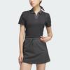 Adidas Seamless Polo Shirt Solid Color Simple Quick-Dry Sports Casual Short Sleeve Polo Women Tops Dark-Gray JE3960