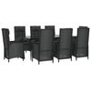 VidaXL Mobilier à dîner de jardin 9pcs et coussins noir résine tressée 3185176