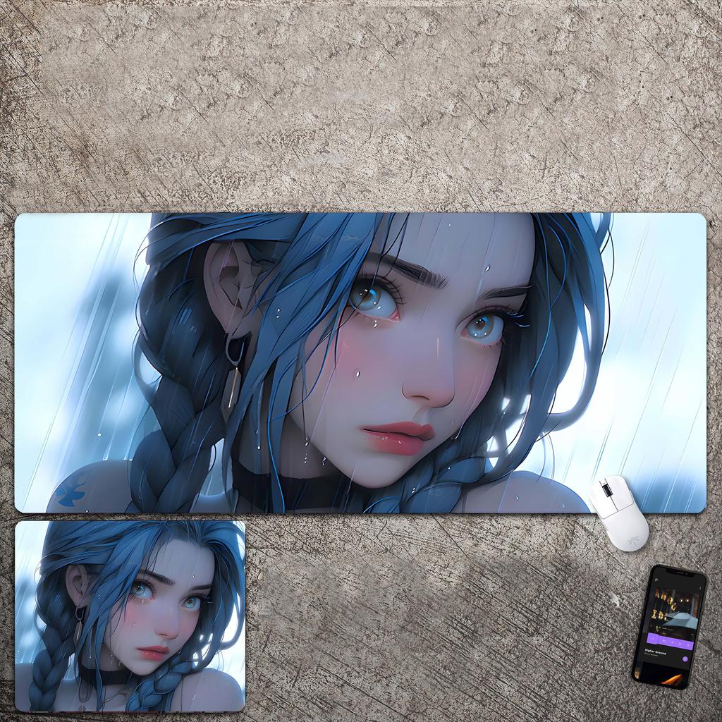 Übergroßes Mauspad mit Anime-Charakter, geeignet für E-Sport, Büro und Schreibtisch.