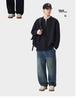 2025 Autumn/Winter Men's Trendy Heavyweight Round Neck Hoodie Pullover, Zippered Fake Two-Piece Long Sleeve Shirt