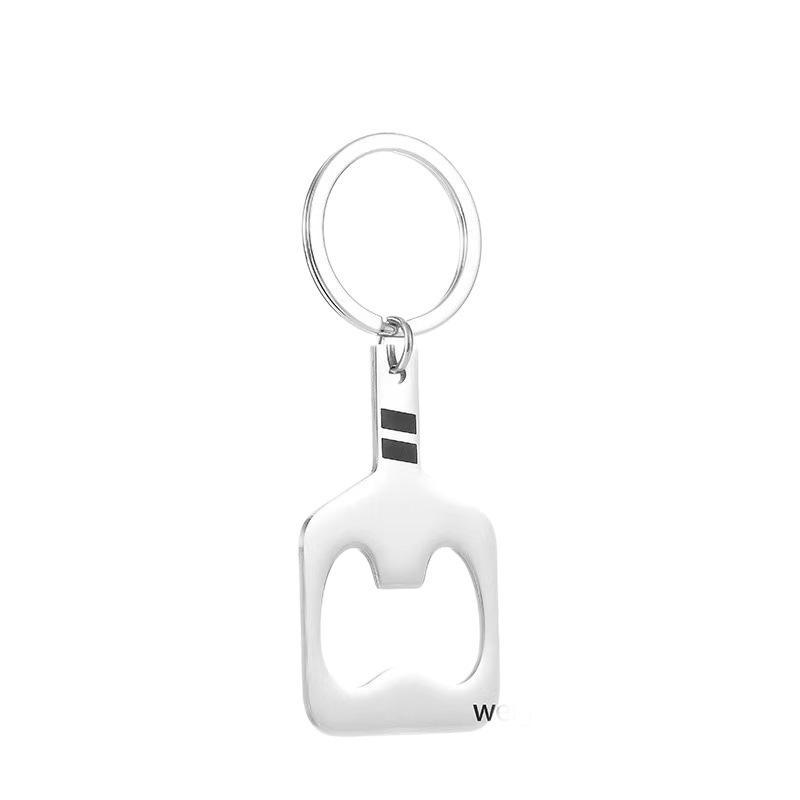 Stainless Steel Bottle Opener Keychain Sports Gift Backpack Pendant Small Gift Cross-Border Pique Racket Keychain Bottle Opener