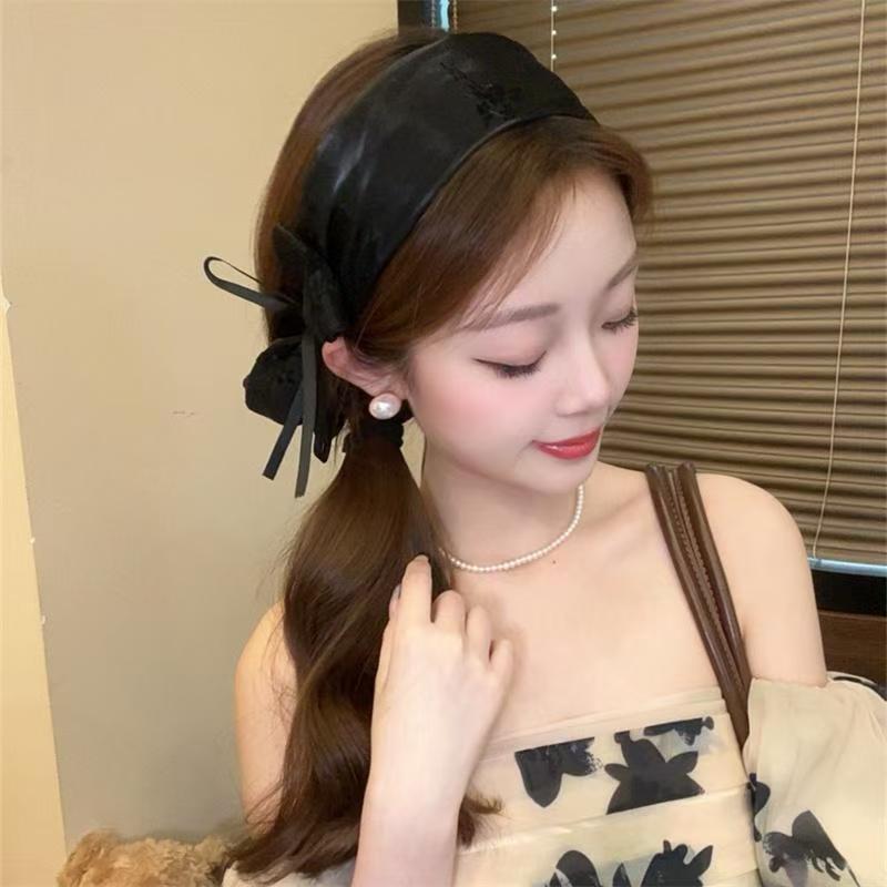 Chinese Style Satin Wide Edge Hair Band Bow Wrap Sweet Elegant Ribbon Headband Hair Accessories