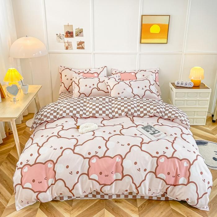 Cute Bear Duvet Cover Set Cozy Cartoon Bedding Set With Zipper Comfortable Breathable Reversible Comforter Cover For Girls Teens