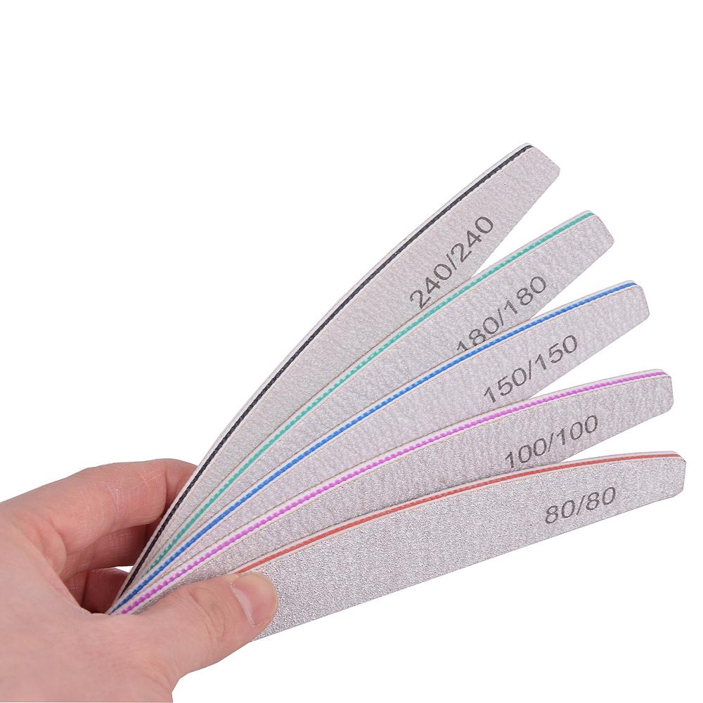 10Pcs Professional Nail File 100/150/180 Sandpaper Strong Thick Nail Files Sanding Half Moon Lime Nail Accessories and Tools