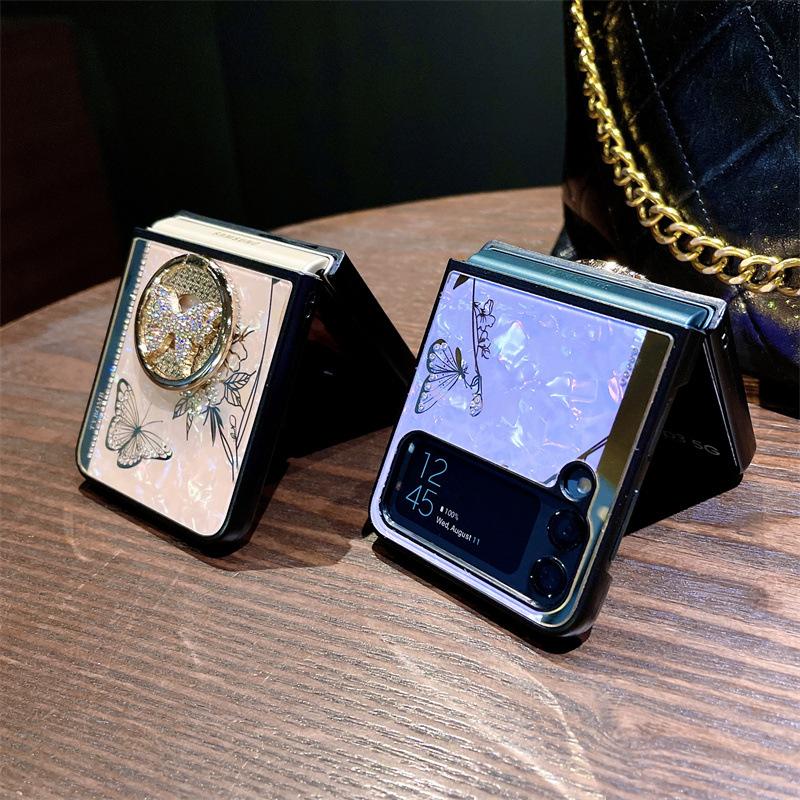 Applicable Samsung Filp7 Shell Butterfly Huawei mateX5 Rhinestone Holder FindN3 Mobile Phone Case P50 Folding