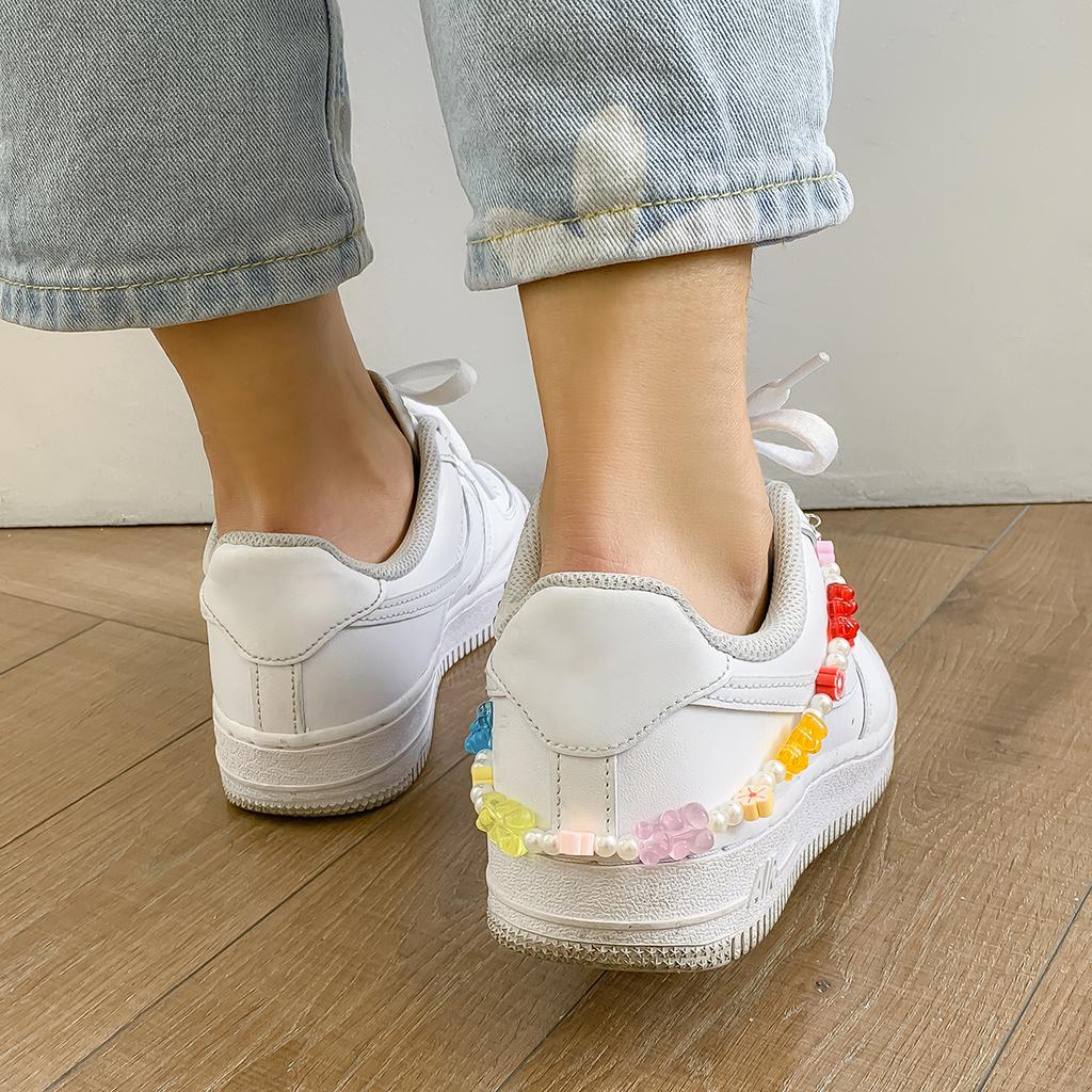 Accessories, single personalized imitation pearl chain foot decoration, creative color random flower soft pottery shoe chain