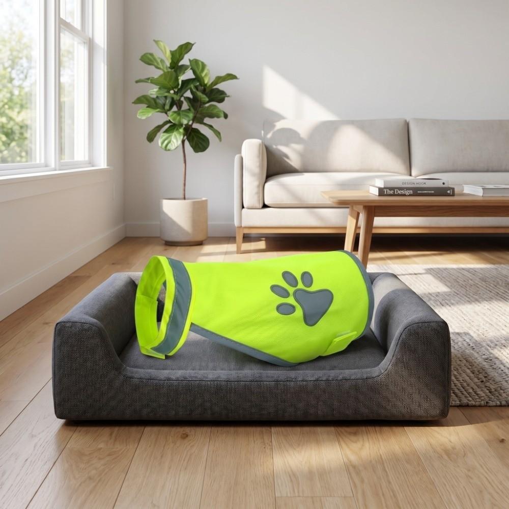 Giacca Visibilità Regolabile per Cuccioli, Abbigliamento Fluorescente Riflettente per Animali Domestici per Passeggiate Notturne