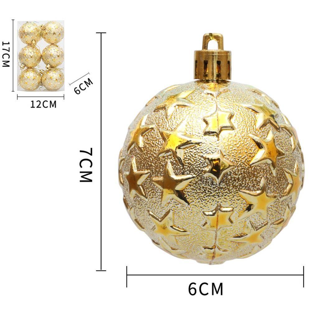 6pcs 6cm Star Christmas Balls Set Colorful Xmas Tree Pendants Home New Year Gift