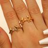 Creative Personality Gold Color Stainless Steel Branch Hummingbird Crown Opening Rings for Women Fashion Designer Jewelry Gifts